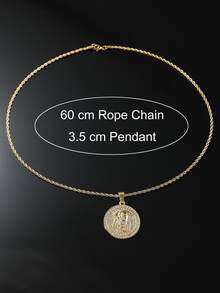 1pc Full Rhinestone Jesus Round Pendant Hip-Pop Style Personalized Necklace For Men - Yellow Gold - View 4