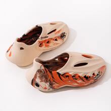 Men Color Block Hollow Out Guốc thông hơi, Guốc EVA ngoài trời thời trang - Màu be - Xem 6