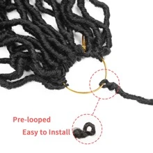 24 英寸 3 件装新款柔软辫子钩针头发，适用于自然蝴蝶锁式钩针头发，黑色卷发和预环人造辫子钩针头发，适用于圣诞新年狂欢音乐节（24 英寸，3 件装，1B） - 黑色 - 查看 5