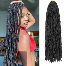 24 英寸 3 件装新款柔软辫子钩针头发，适用于自然蝴蝶锁式钩针头发，黑色卷发和预环人造辫子钩针头发，适用于圣诞新年狂欢音乐节（24 英寸，3 件装，1B） - 黑色 - 查看 1