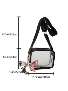 Mới Mùa hè Phong cách Trong suốt Thạch Cái túi Linh hoạt Mini Túi Vuông - màu đen - Xem 2