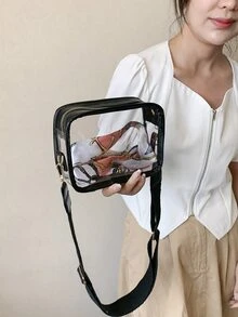 Mới Mùa hè Phong cách Trong suốt Thạch Cái túi Linh hoạt Mini Túi Vuông - màu đen - Xem 3