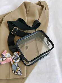 Mới Mùa hè Phong cách Trong suốt Thạch Cái túi Linh hoạt Mini Túi Vuông - màu đen - Xem 7