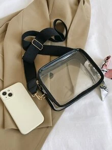 Mới Mùa hè Phong cách Trong suốt Thạch Cái túi Linh hoạt Mini Túi Vuông - màu đen - Xem 6