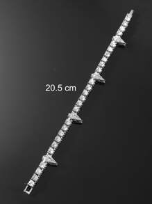 1入組男士嘻哈風格網球鏈條和淚滴形形狀方晶鋯石扣環手鏈,亮閃閃首飾類給男朋友 - 銀色 - 查看 4