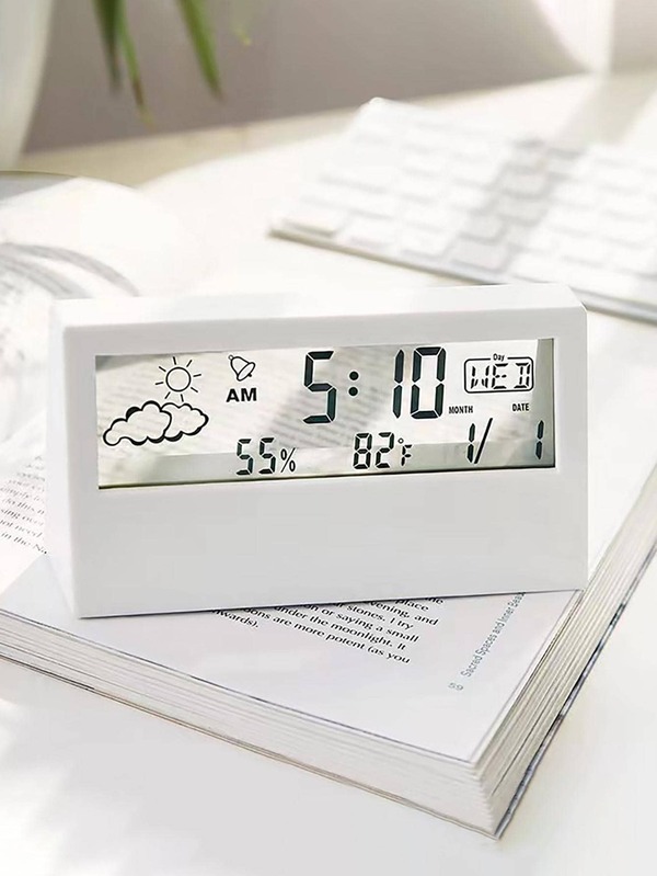 1pc Led Silent Smart Weather Desktop Digital Clock SHEIN USA