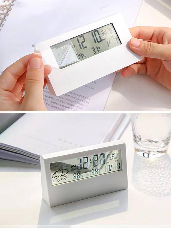 1pc Led Silent Smart Weather Desktop Digital Clock SHEIN USA