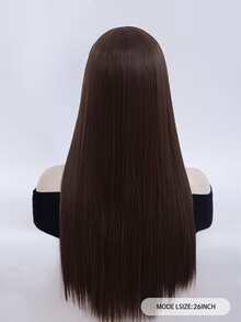 長款直筒人造假髮帶劉海 - 棕色 - 查看 2