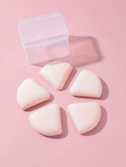 5件套棉花糖三角粉扑，干湿两用，专为修容、眼部及眼角设计，可搭配化妆刷使用，适合所有肤质，可用于粉底、粉饼、散粉等，质地柔软蓬松，适用于面部和身体。化妆工具套装，化妆品，价格实惠，可用于房间装饰、梳妆台、旅行、卧室等场合。化妆配件，粉扑，美妆蛋，粉扑，化妆海绵，价格实惠，圣诞礼物，化妆品，化妆工具，便宜好物，礼物，女士礼物，圣诞礼物