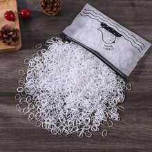 1000入組女孩極簡一次性髮圈適用於日常生活 - 白色 - 查看 2