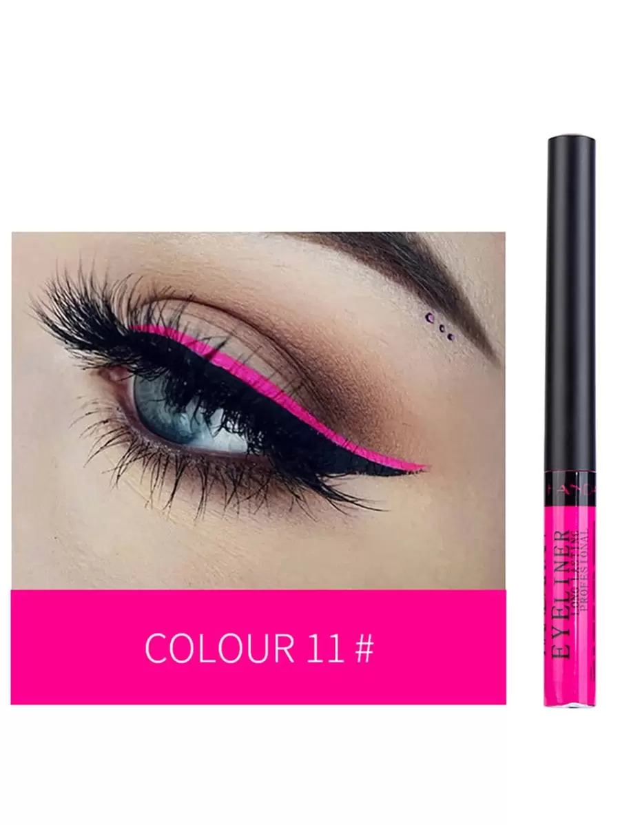 HANDAIYAN Waterproof Long-Lasting Non-Smudge Eyeliner Pencil, Matte Quick-Dry Colored Eyeliner Liquid, 2g Net Content, Makeup For Party, Halloween, Christmas, Back To School, Daily Makeup - Hot Pink - View 1