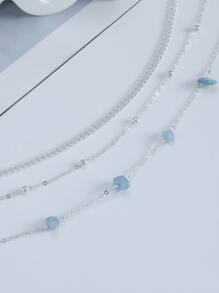 1pc Fashionable Asymmetric Stone Multi-Layered Body Chain For Women