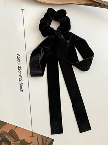 蝴蝶结装饰围巾发圈，适合日常休闲外出佩戴，优雅情人节礼物，女士头部配饰，女士发饰，马尾辫发圈，发绳，发圈，发圈，发饰，健身美容化妆女士配饰，弹力带 - 黑色 - 查看 2