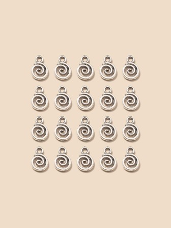 20 piezas/set de dijes de aleación de Zinc, colgante en espiral de plata antigua para bricolaje, pendientes, pulsera, collar, accesorios para hacer joyas artificiales