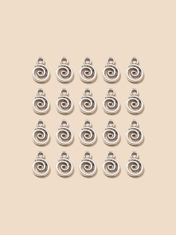 20pcs/set Zinc Alloy Charms Antique Silver Spiral Charms Pendant For DIY Women Earring Bracelet Necklace Artificial Jewelry Making Findings Accessories