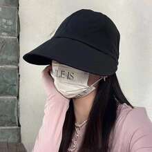 1入組女式漁夫帽陽光沙灘帽青少年女孩寬簷夏季漁夫帽 - 黑色 - 查看 2