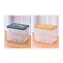 1個兒童玩具積木分類盒帶手柄,透明分隔式玩具收納盒 - 綠色 - 查看 8