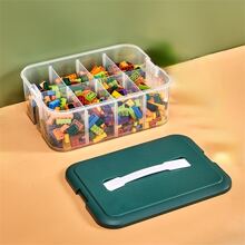 1pc Kids' Toy Storage Box With Handle And Clear Compartments For Sorting And Storing Building Blocks - Orange - View 6