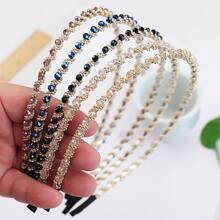 Royal 2pcs/Set Korean Style Imitation Crystal & Rhinestone Headband, Anti-Slip Hairband, Facial Cleansing Headband (Random Color),Hairband,Hair Hoop Headbands