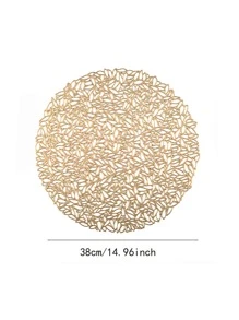 4pcs/set Home, Kitchen, Restaurant, Hotel, Farmhouse, Family Gathering, Festival, Wedding, Party Table Decoration Mats. Decorative Coasters For Flower Vase, Water-resistant, Anti-hot Gold Gourd And Leaf Shaped Hollow Out Western-style Placemats - Gold - View 4