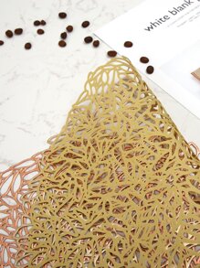 4pcs/set Home, Kitchen, Restaurant, Hotel, Farmhouse, Family Gathering, Festival, Wedding, Party Table Decoration Mats. Decorative Coasters For Flower Vase, Water-resistant, Anti-hot Gold Gourd And Leaf Shaped Hollow Out Western-style Placemats - Gold - View 5