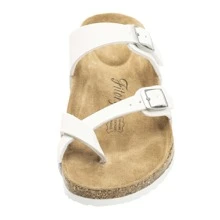 Womens Leather Slide Sandals With Comfort Footbed - White - View 3