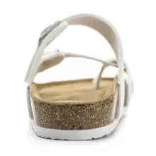 Womens Leather Slide Sandals With Comfort Footbed - White - View 4
