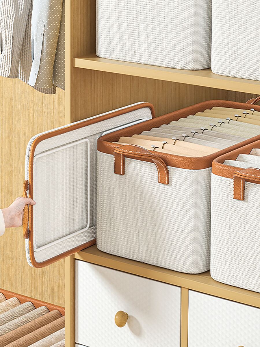 1 Stück Kleider mit , Hose mit , Lager Werkzeug , Haushalt , Lager Boxen , Körbe , Kleider mit , Leinen , und Gitter Sortierung Boxen , Schublade Stil - Beige - Übersicht 1