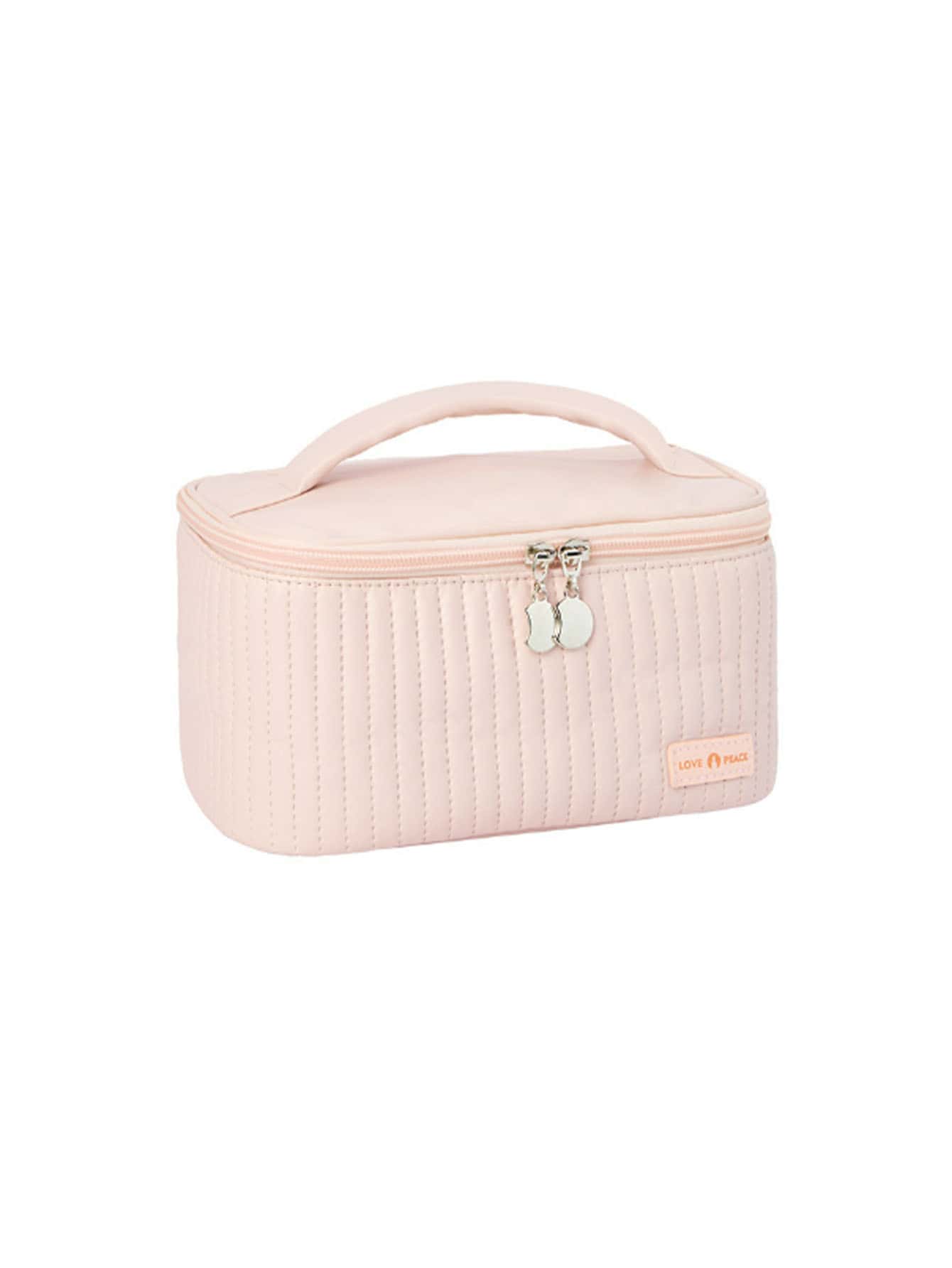 1pc Open Top Cake Shaped Pu Makeup Bag, Handheld Toiletry Bag For Portable Cosmetic Storage - Pink - View 1