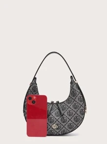 DK DKMG VANESSAMAY&DKMG 1入組母親節豪華風印花新月形手袋，輕便可調節，適用於假期、派對、約會和送禮 - 黑色 - 查看 5