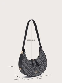 DK DKMG VANESSAMAY&DKMG 1入組母親節豪華風印花新月形手袋，輕便可調節，適用於假期、派對、約會和送禮 - 黑色 - 查看 9