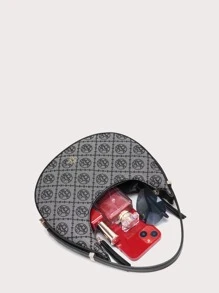 DK DKMG VANESSAMAY&DKMG 1入組母親節豪華風印花新月形手袋，輕便可調節，適用於假期、派對、約會和送禮 - 黑色 - 查看 8