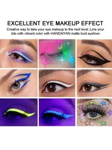 HANDAIYAN Waterproof Long-Lasting Non-Smudge Eyeliner Pencil, Matte Quick-Dry Colored Eyeliner Liquid, 2g Net Content, Makeup For Party, Halloween, Christmas, Back To School, Daily Makeup - Hot Pink - View 2