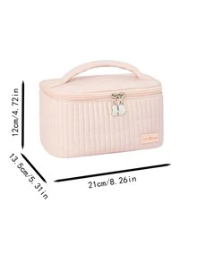 1pc Open Top Cake Shaped Pu Makeup Bag, Handheld Toiletry Bag For Portable Cosmetic Storage - Pink - View 4