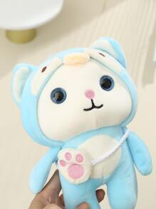 1入組自然企鵝和貓造型毛絨玩具附帽子適用於寵物玩,緩解壓力伴侶 - 藍白色 - 查看 4