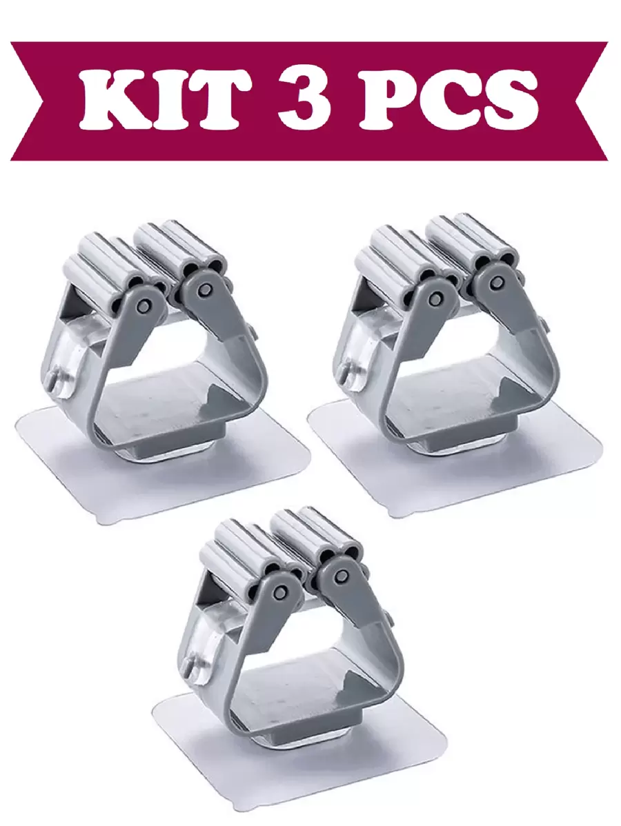 Kit 3 PCS Suporte para Vassouras e Rodo Suporte de Parede Fortalecer Gancho de Cozinha - Multicolorido - Visão 1