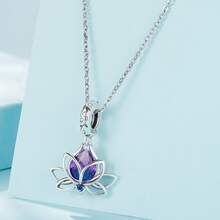 1入組925純銀蓮花吊墜適用於女孩們生日禮物銀手環項鍊首飾類DIY