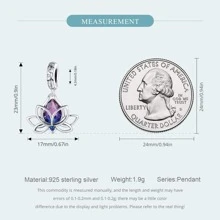 1入組925純銀蓮花吊墜適用於女孩們生日禮物銀手環項鍊首飾類DIY