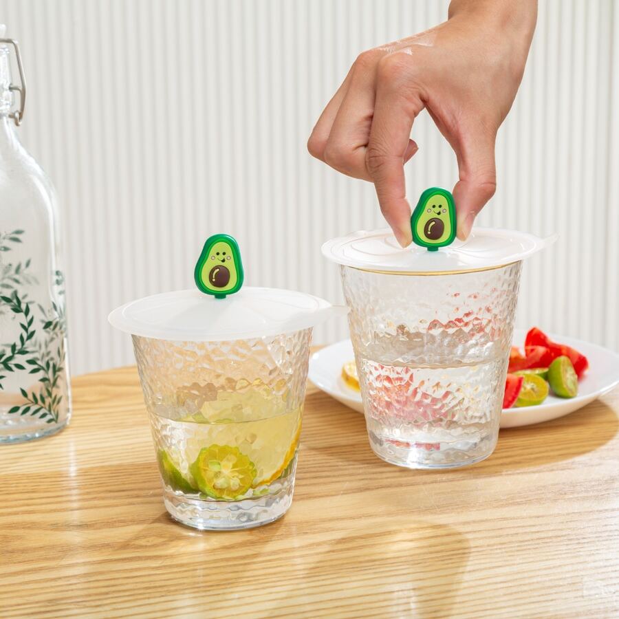 1pc Silicone Cup Lid, Creative Cartoon Avocado Decor Mug Cover For Cup - Green - View 1