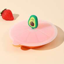 1pc Silicone Cup Lid, Creative Cartoon Avocado Decor Mug Cover For Cup - Green - View 2
