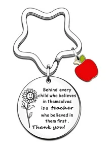 Street Stainless Steel Teacher Keychain, Women's Gift Keyring - Silver - View 2