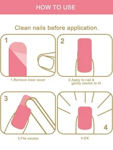 22入組/套彩虹法語粉色的美甲貼紙,全覆蓋帶1入組指甲銼 - 彩色 - 查看 4