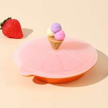 1pc Silicone Cup Lid, Creative Ice Cream Decor Mug Cover For Cup - Purple - View 2
