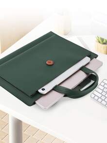 15/16 Inch PU Leather Business Laptop Bag Compatible With MacBook - Green - View 4
