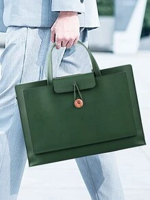 15/16 Inch PU Leather Business Laptop Bag Compatible With MacBook - Green - View 6