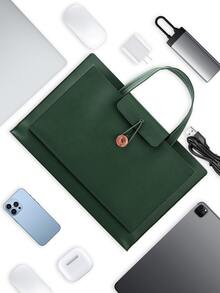 15/16 Inch PU Leather Business Laptop Bag Compatible With MacBook - Green - View 7