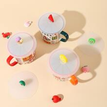 1pc Silicone Cup Lid, Creative Strawberry Decor Mug Cover For Cup - Red - View 7