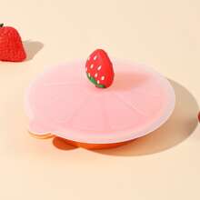 1pc Silicone Cup Lid, Creative Strawberry Decor Mug Cover For Cup - Red - View 2