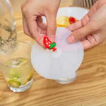 1pc Silicone Cup Lid, Creative Watermelon Decor Mug Cover For Cup - Red - View 5