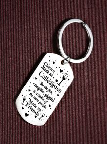 Stainless Steel Friendship Commemorative Keychain For Colleagues And Friends - Silver - View 2